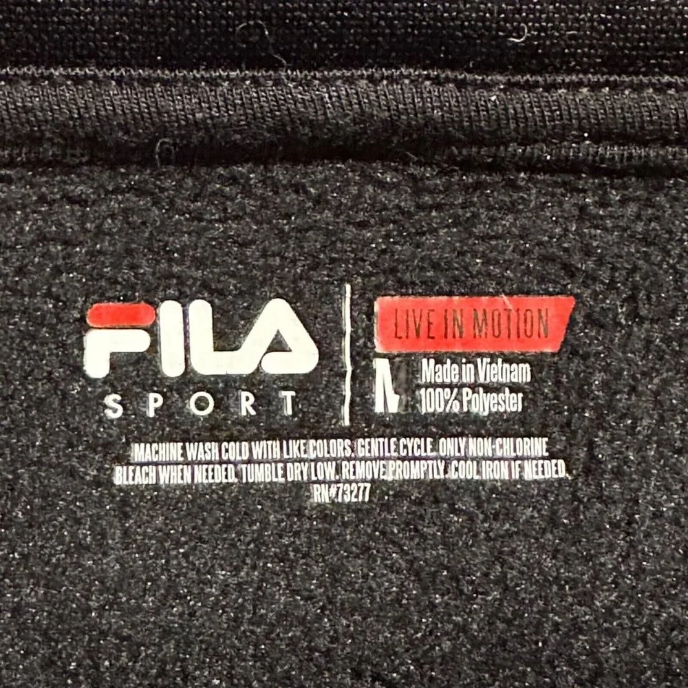 Mens FILA 1/4 Zip Black Lime Green & Reflective Accents Long Sleeve Blend SZ M - Picture 11 of 11